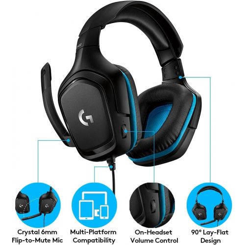  Logitech G432 DTS:X 7.1 Surround Sound Wired PC Gaming Headset (Leatherette)