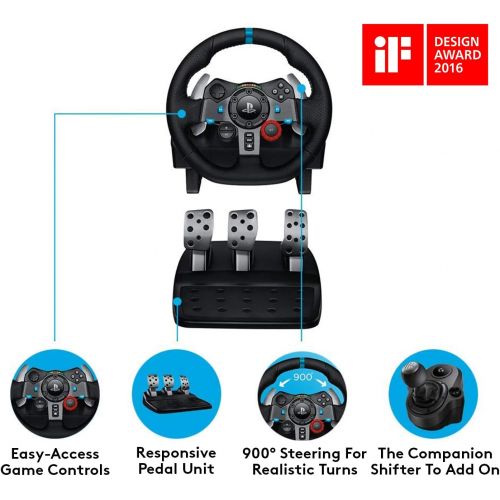  Logitech G Logitech Dual-Motor Feedback Driving Force G29 Gaming Racing Wheel with Responsive Pedals for PlayStation 4 and PlayStation 3