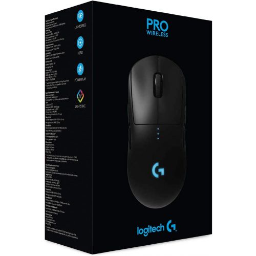 로지텍 Logitech G PRO Wireless Gaming Mouse, Hero 16K Sensor, 16,000 DPI, RGB, Ultra Lightweight, 4 to 8 Programmable Buttons, Long Battery Life, On-Board Memory, Built for Esport, PC / M