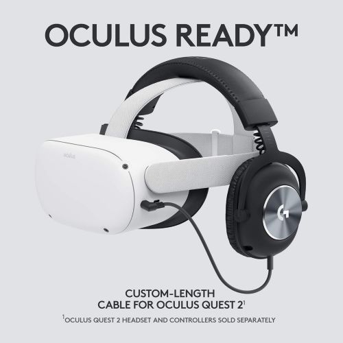  Logitech G PRO Gaming Headset for Oculus Quest 2 - Oculus Ready - Custom-length Cable - PRO-G Precision Gaming Audio Driver - Steel and Aluminum Build - Low-Latency 3.5 mm Aux Conn