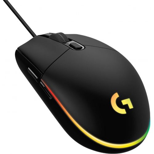  Logitech G203 Wired Gaming Mouse, 8,000 DPI, Rainbow Optical Effect LIGHTSYNC RGB, 6 Programmable Buttons, On-Board Memory, Screen Mapping, PC/Mac Computer and Laptop Compatible -