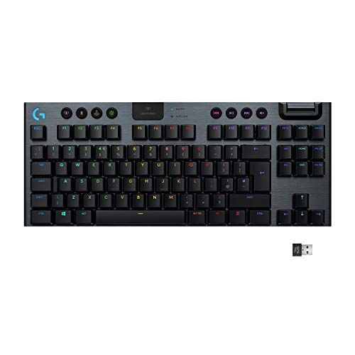  Logitech G915 TKL Tenkeyless Lightspeed Wireless RGB Mechanical Gaming Keyboard, Low Profile Switch Options, LIGHTSYNC RGB, Advanced Wireless and Bluetooth Support - Linear, Black