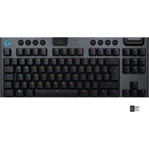  Logitech G915 TKL Tenkeyless Lightspeed Wireless RGB Mechanical Gaming Keyboard, Low Profile Switch Options, LIGHTSYNC RGB, Advanced Wireless and Bluetooth Support - Linear, Black