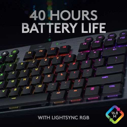  Logitech G915 TKL Tenkeyless Lightspeed Wireless RGB Mechanical Gaming Keyboard, Low Profile Switch Options, LIGHTSYNC RGB, Advanced Wireless and Bluetooth Support - Linear, Black