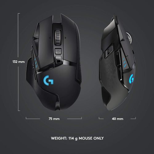  Logitech G502 Lightspeed Wireless Gaming Mouse with Hero 25K Sensor, PowerPlay Compatible, Tunable Weights and Lightsync RGB - Black