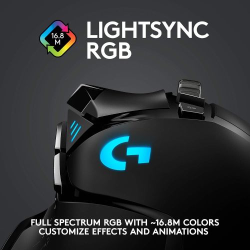 Logitech G502 Lightspeed Wireless Gaming Mouse with Hero 25K Sensor, PowerPlay Compatible, Tunable Weights and Lightsync RGB - Black