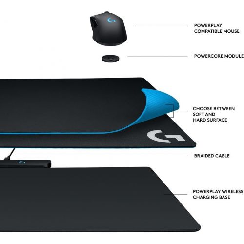  [무료배송]로지텍 지 파워플레이 무선 충전 게이밍 마우스 패드 Logitech G Powerplay Wireless Charging System for G502 Lightspeed, G703, G903 Lightspeed and PRO Wireless Gaming Mice, Cloth or Hard Gaming Mouse Pad - Black