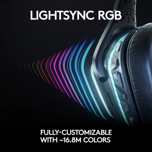  [아마존베스트]Logitech G935 Wireless DTS:X 7.1 Surround Sound LIGHTSYNC RGB PC Gaming Headset - Black, blue