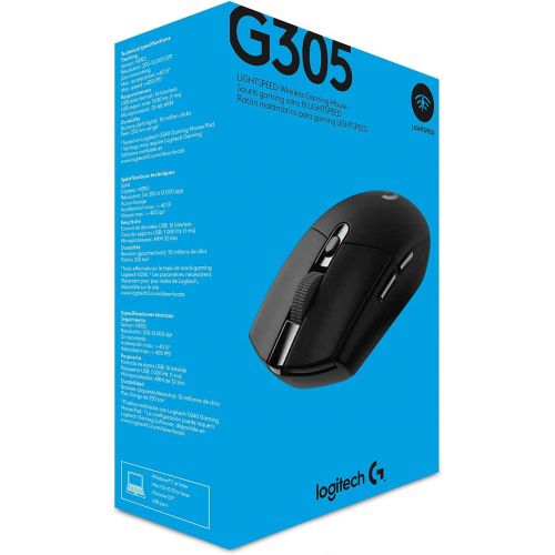 로지텍 [아마존베스트]Logitech G305 Lightspeed Wireless Gaming Mouse, HERO Sensor, 12,000 DPI, Lightweight, 6 Programmable Buttons, 250h Battery Life, On-Board Memory, Compatible with PC / Mac - Black
