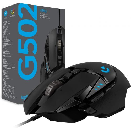 로지텍 [아마존베스트]Logitech G502 Hero High Performance Wired Gaming Mouse, Hero 16K Sensor, 16,000 DPI, RGB, Adjustable Weights, 11 Programmable Buttons, On-Board Memory, PC/Mac - Black