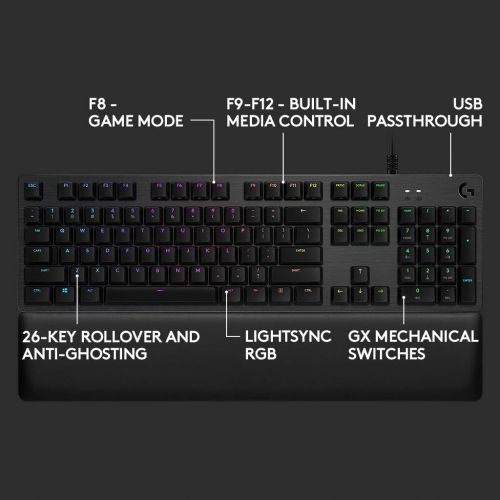 [아마존베스트]Logitech G513 Carbon LIGHTSYNC RGB Mechanical Gaming Keyboard with GX Brown Switches - Tactile