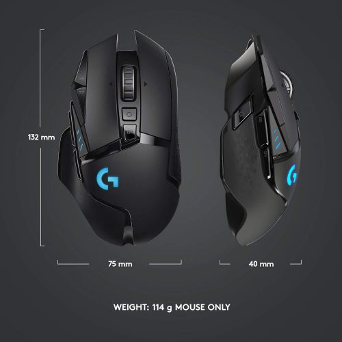  [아마존베스트]Logitech G502 Lightspeed Wireless Gaming Mouse with HERO 25K Sensor, PowerPlay Compatible, Tunable Weights and Lightsync RGB - Black