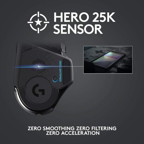  [아마존베스트]Logitech G502 Lightspeed Wireless Gaming Mouse with HERO 25K Sensor, PowerPlay Compatible, Tunable Weights and Lightsync RGB - Black