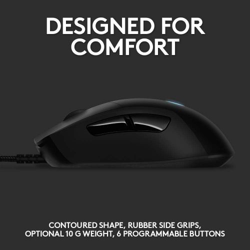  [아마존베스트]Logitech G403 Hero 25K Gaming Mouse, Lightsync RGB, Lightweight 87G+10G Optional, Braided Cable, 25, 600 DPI, Rubber Side Grips