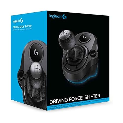  [아마존베스트]Logitech G Logitech Driving Force shift lever, 6 gears with H-pattern, shift knob made of real leather and steel, integrated mounting brackets, compatible with Driving Force racing steering w