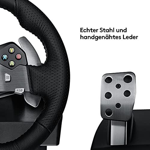  [아마존베스트]Logitech G920 Driving Force Gaming racing steering wheel, twin-engine Force Feedback, 900 ° steering range, leather steering wheel, adjustable stainless steel floor pedals, Xbox On