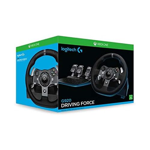  [아마존베스트]Logitech G920 Driving Force Gaming racing steering wheel, twin-engine Force Feedback, 900 ° steering range, leather steering wheel, adjustable stainless steel floor pedals, Xbox On