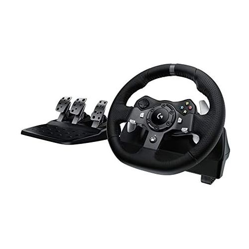  [아마존베스트]Logitech G920 Driving Force Gaming racing steering wheel, twin-engine Force Feedback, 900 ° steering range, leather steering wheel, adjustable stainless steel floor pedals, Xbox On