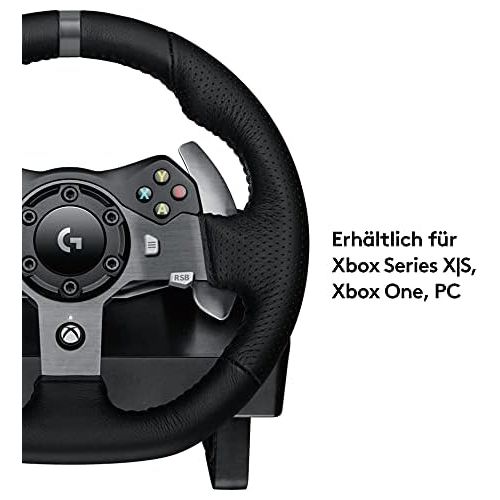  [아마존베스트]Logitech G920 Driving Force Gaming racing steering wheel, twin-engine Force Feedback, 900 ° steering range, leather steering wheel, adjustable stainless steel floor pedals, Xbox On