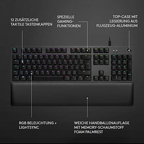  [아마존베스트]Logitech G Logitech Carbon LightSync Mechanical RGB Gaming Keyboard, carbon