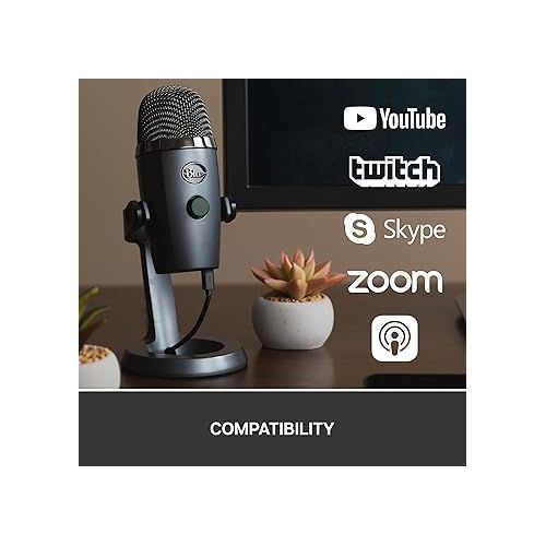  Logitech for Creators Blue Yeti Nano USB Microphone for Gaming, Streaming, Podcasting,Twitch, YouTube, Discord, Recording for PC and Mac, Plug & Play - Shadow Grey