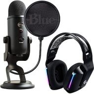 Blue Yeti Game Streaming Kit with Yeti USB Gaming, Podcast Mic, Pop Filter, PC/Mac/PS5 + G733 Lightspeed Wireless Gaming Headset with Suspension Headband, Lightsync RGB, and PRO-G audio - Blackout