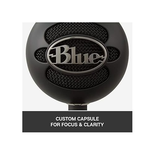  Blue Snowball iCE USB Microphone for PC, Mac, Gaming, Recording, Streaming, Podcasting, with Cardioid Condenser Mic Capsule, Adjustable Desktop Stand and USB Cable, Plug 'n Play - Black