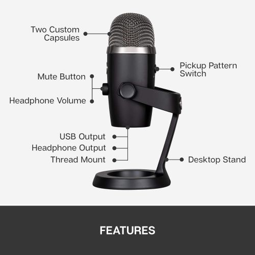  Logitech for Creators Blue Yeti Nano USB Microphone for PC, Podcast, Gaming, Streaming, Studio, Computer Mic - Blackout
