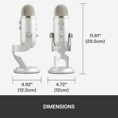  Logitech for Creators Blue Microphones Yeti USB Mic for Recording and Streaming on PC/Mac, Blue VOICE effects, 4 Pickup Patterns, Headphone Output and Volume Control, Adjustable Stand, Plug and Play ? S