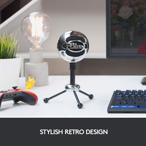  Logitech for Creators Blue Snowball USB Microphone for PC, Gaming, Podcast, Streaming, Studio, Computer Mic - Brushed Aluminum