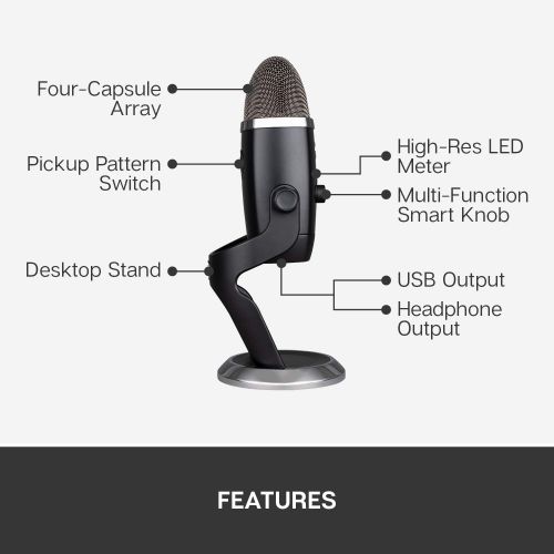  [아마존베스트]Blue Yeti X Professional Condenser USB Microphone with High-Res Metering, LED Lighting & Blue Voice Effects for Gaming, Streaming & Podcasting On PC & Mac