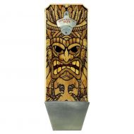 LogoBarProducts Tiki Man  Wall Mounted Wood Plaque Bottle Opener and Cap Catcher