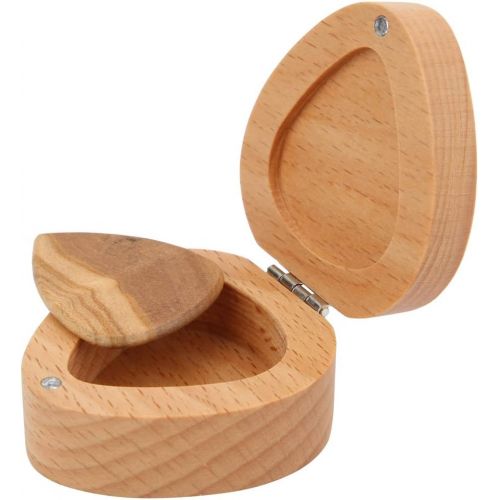  [아마존베스트]Logozoe Beech wood pick case, funny heart-shaped small portable box, for guitarist storage