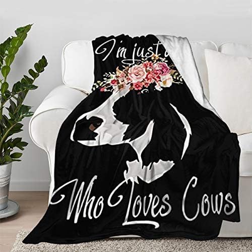  [아마존베스트]Lokapala Multi-Styles Just A Girl Who Loves Cows Flannel Soft Blanket Bed Throw Fit Bed,Sofa, Lap - Warm Cozy Quilt All Season(S 50X40 Inch for Kid)