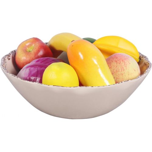  [아마존베스트]Lok-osemile Gourmet Art Crackle Melamine 12Serving Bowl,Salad, Mixing, Pasta Ivory