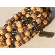 LolaKatrineBijoux Basic Mala Buddha, 108 Mala Beads Natural, Mala Namaste 108, Healing Wood Brown, Prayer Necklace Mala, Eco Yoga Charm, Buddhist Mala Yoga