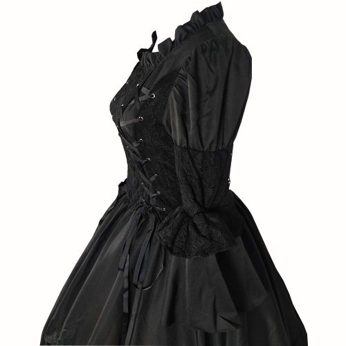  Loli Miss Womens Square Collar Lace Up Gothic Lolita Dress Ball Victorian Costume Dress