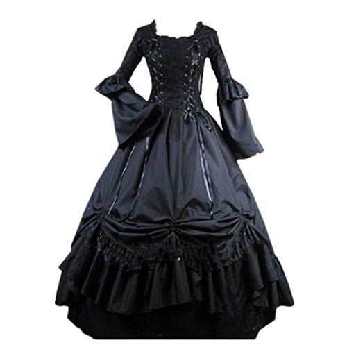  할로윈 용품Loli Miss Womens Square Collar Lace Up Gothic Lolita Dress Ball Victorian Costume Dress