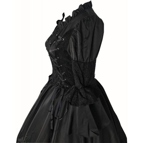  할로윈 용품Loli Miss Womens Square Collar Lace Up Gothic Lolita Dress Ball Victorian Costume Dress