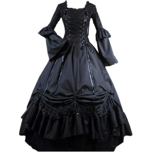  할로윈 용품Loli Miss Womens Square Collar Lace Up Gothic Lolita Dress Ball Victorian Costume Dress