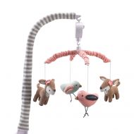 Lolli Living Baby Musical Mobile with Sparrows. Woodland Animal Knitted Character Wind-Up Mobile.