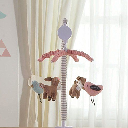  Lolli Living Baby Musical Mobile with Sparrows. Woodland Animal Knitted Character Wind-Up Mobile.