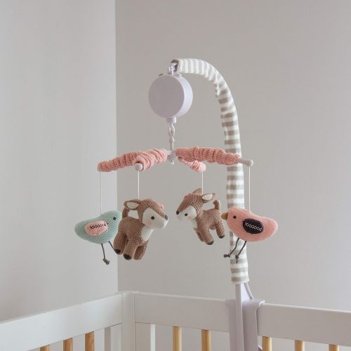  Lolli Living Baby Musical Mobile with Sparrows. Woodland Animal Knitted Character Wind-Up Mobile.