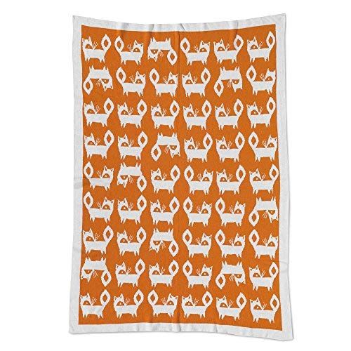 Lolli Living Knitted Mod Jacquard Blanket in Fox. 100% Cotton Knitted Baby Blanket