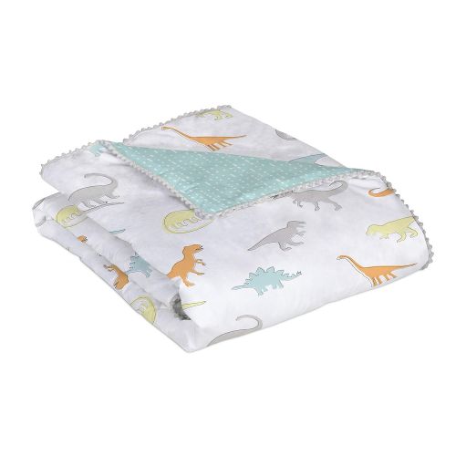  Lolli by Lolli Living Baby Comforter in Dino Land Print. 100% Cotton Modern Baby Blanket (50x40 inch)