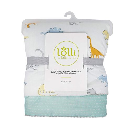  Lolli by Lolli Living Baby Comforter in Dino Land Print. 100% Cotton Modern Baby Blanket (50x40 inch)