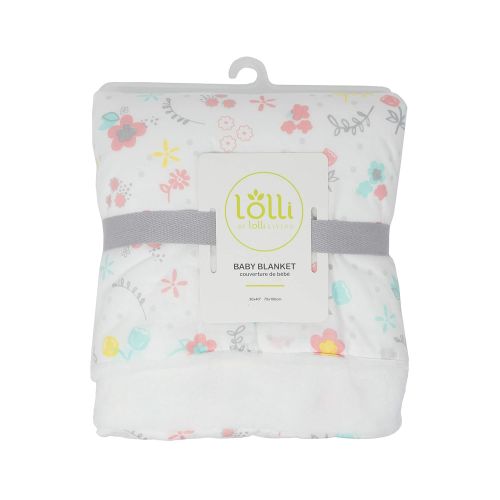  Lolli by Lolli Living Cotton Baby Blanket with Sherpa. Bailey Elephant Print Blanket for Cribs and Strollers (40x30 inch)