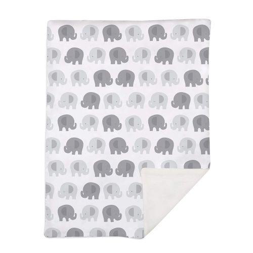  Lolli by Lolli Living Cotton Baby Blanket with Sherpa. Bailey Elephant Print Blanket for Cribs and Strollers (40x30 inch)