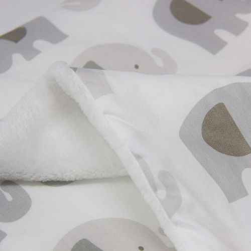  Lolli by Lolli Living Cotton Baby Blanket with Sherpa. Bailey Elephant Print Blanket for Cribs and Strollers (40x30 inch)