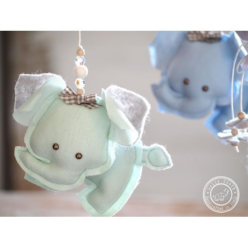  Lolly Cloth Elephant Crystal Mobile with 14 Swarovski Beads, Hot Air Balloon Mobile, Nursery Mobile, Baby Mobile, Crystals Hanging, 2-DAY FEDEX DELIVERY to USA, Canada, Europe & Others